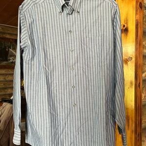 Men's dockers Blue Striped long dress Shirt Sz med 15-15.5.  34/35